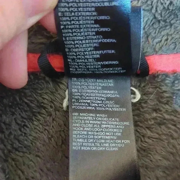 The North Face, fluffy zip up jacket, green and orange, size large - Picture 5 of 8